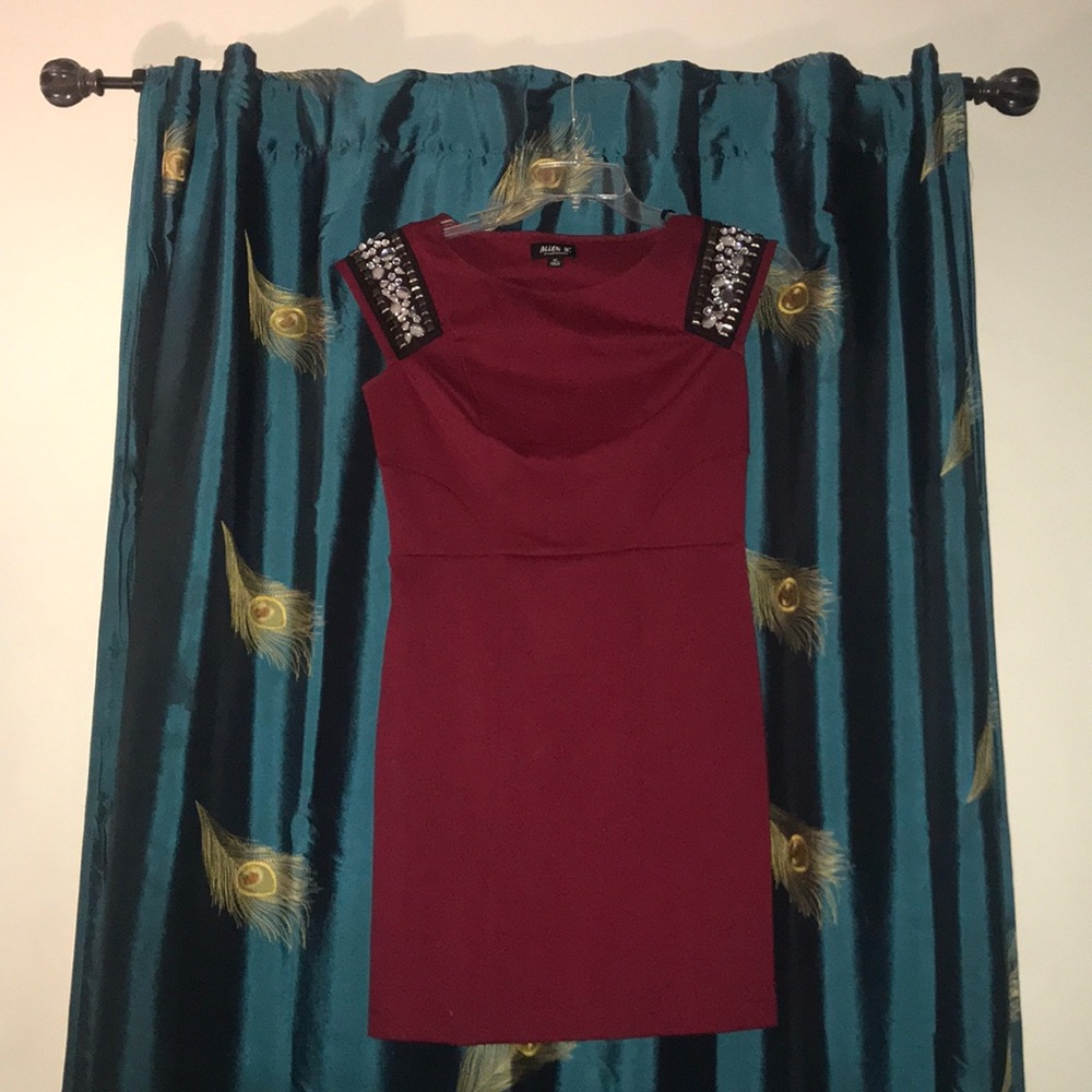 Allen B. XS Burgandy Studded Bandage Dress